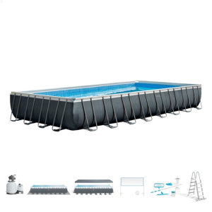 Piscina desmontable rectangular Ultra XTR Frame 10 metros + depuradora arena + clorador salino + kit voleibol + kit limpieza