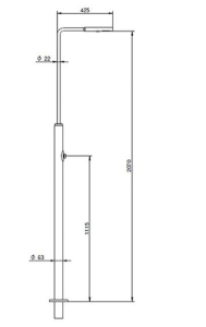 Ducha Alon Inox Fluxómetro sin Lavapiés Ø 63 mm