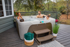 Jacuzzi Exterior Fantasy Spas Enamor Premier Arctic White Charcoal
