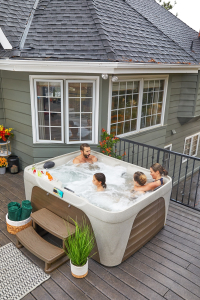 Jacuzzi Exterior Fantasy Spas Enamor Premier Taupe Brown