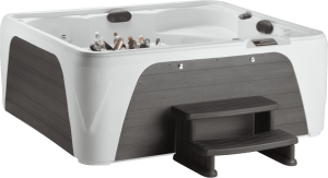 Jacuzzi Exterior Fantasy Spas Entice Premier Arctic White Charcoal