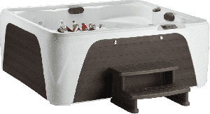 Jacuzzi Exterior Fantasy Spas Entice Premier Arctic White Brown