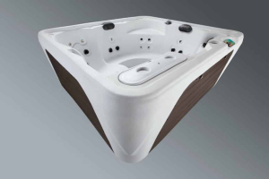 Jacuzzi Exterior Fantasy Spas Entice Premier Arctic White Brown