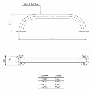 Agarradera de acero inoxidable AstralPool Longitud 1 m