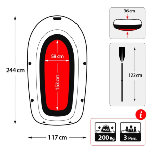 BARCA HINCHABLE EXPLORER PRO300 REMOS+HINCHADOR 244X117X36CM