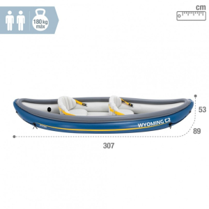 Kayak hinchable 2 plazas Wyoming C2 con remos y bomba de inflado