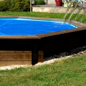 Cubierta de verano para piscinas de madera Gre redondas - Vanille 2