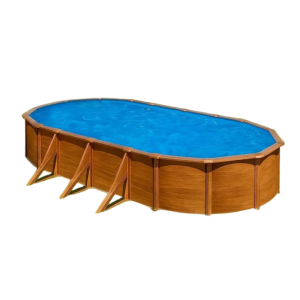 Gre Pacific 610 x 375 imitación madera - Piscina ovalada de acero