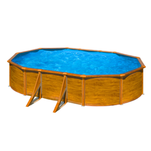 Gre Sicilia 500x300 imitación madera - Piscina ovalada de acero - Sin instalación