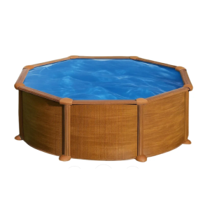 Gre Sicilia Ø460 imitación madera - Piscina redonda de acero
