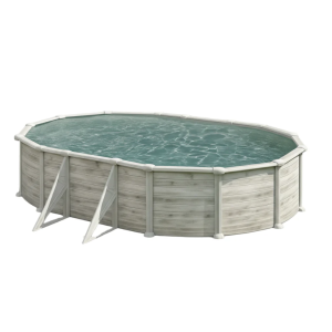 Gre Groenlandia 730 x 375 imitación madera - Piscina ovalada de acero