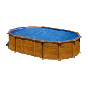 Gre Amazonia 610 x 375 imitación madera - Piscina de acero ovalada - Sin instalación