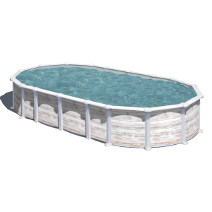 Gre Islandia 730 x 375 imitación madera - Piscina ovalada de acero