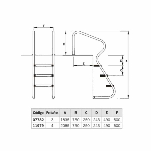 Escalera acceso fácil para piscina 3 peldaños