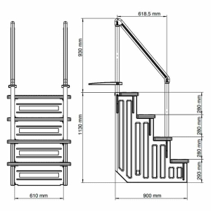 Escalera interior para piscinas enterradas Gre EPE30