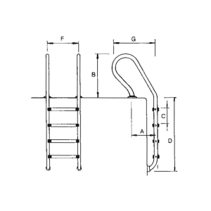 Escalera Mixto para piscina AstralPool 2 peldaños (peldaños modelo Standard)