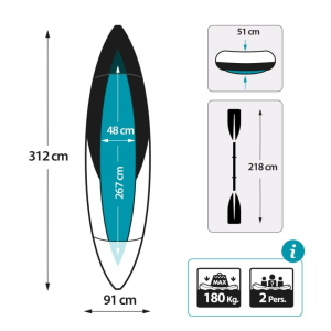 Kayak hinchable Explorer K2 INTEX 312x91x51 cm