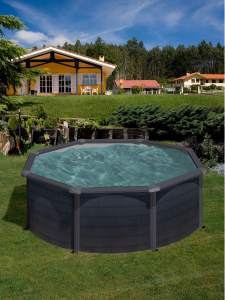 Gre Kea Ø300 imitación grafito - Piscina redonda de acero