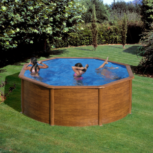 Gre Pacific Ø350 imitación madera - Piscina redonda de acero