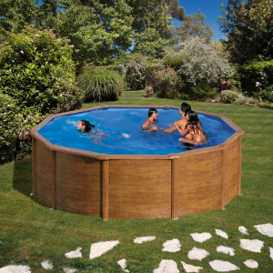 Gre Pacific  Ø 460 imitación madera - Piscina circular de acero