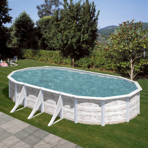 Gre Finlandia 730 x 375 imitación madera - Piscina ovalada de acero