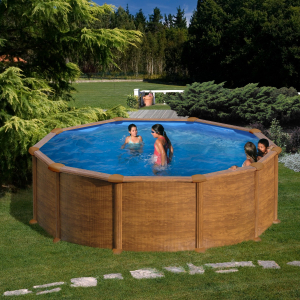 Gre Mauritius  Ø 350 imitación madera - Piscina circular de acero - Sin instalación