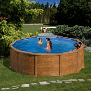 Gre Mauritius Ø460 imitación madera - Piscina redonda de acero