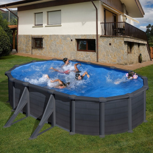 Piscina desmontable Gre Granada ovalada imitación grafito 610 x 375 Sin instalación