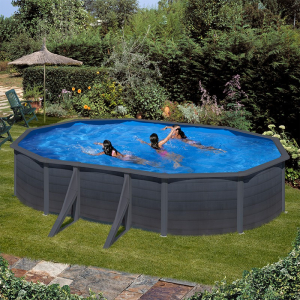 Piscina desmontable Gre Kea ovalada imitación grafito 610 x 375 Sin instalación