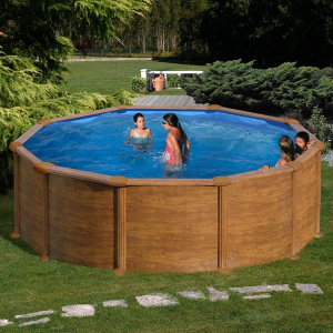 Piscina desmontable Gre Mauritius circular imitación madera Ø 350 Sin instalación