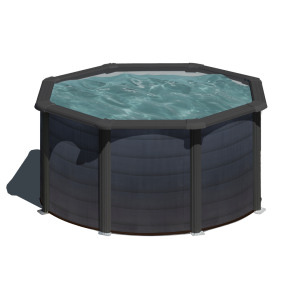 Gre Kea Ø240 imitación grafito - Piscina redonda de acero