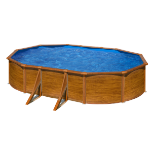 Gre Pacific 610 x 375 imitación madera - Piscina ovalada de acero