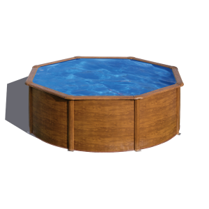 Gre Pacific Ø350 imitación madera - Piscina redonda de acero