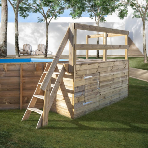 Piscina de madera Gre Sunbay Safran 2 ovalada 620x395 + Plataforma de Madera Sin Instalación