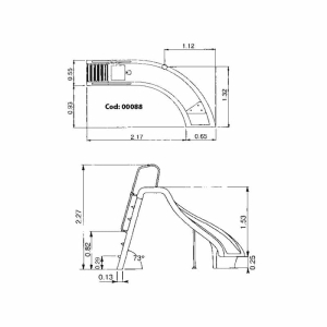Tobogán piscina curvado AstralPool 00088 - Curva a derecha, altura 1,78 m