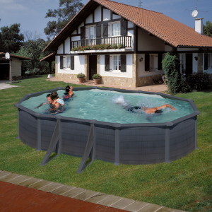 Gre Granada 610 x 375 imitación grafito - Piscina ovalada de acero