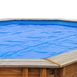 Cubierta isotérmica 400 micrones piscina madera Gre ovalada