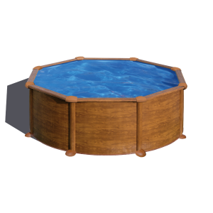 Gre Mauritius  Ø 350 imitación madera - Piscina circular de acero - Sin instalación