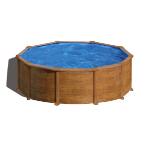 Gre Mauritius Ø460 imitación madera - Piscina redonda de acero