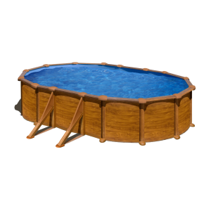 Gre Mauritius  500 x 300 imitación madera - Piscina ovalada de acero