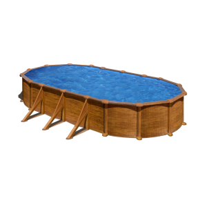 Gre Mauritius 730 x 375 imitación madera - Piscina ovalada de acero