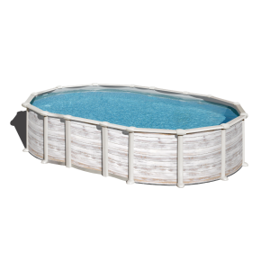 Gre Islandia 610 x 375 imitación madera - Piscina ovalada de acero