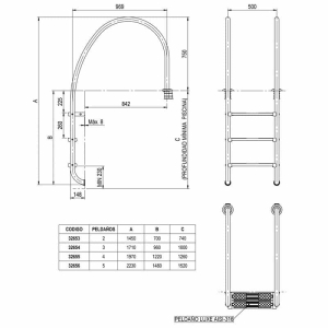 Escalera para piscina con rebosadero AstralPool AISI-316