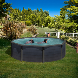Gre Kea Ø460 imitación grafito - Piscina redonda de acero