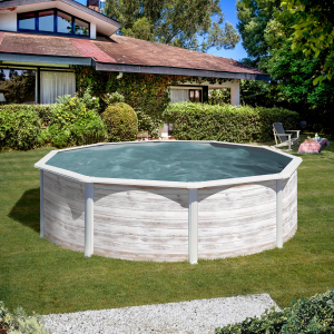 Gre Finlandia Ø460 imitación madera - Piscina redonda de acero