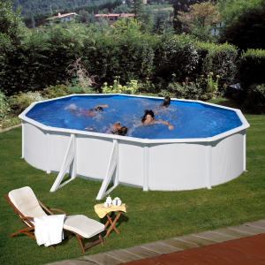 Gre Fidji 500 x 300 blanca - Piscina ovalada de acero