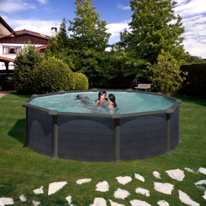 Gre Granada Ø460 imitación grafito - Piscina redonda de acero