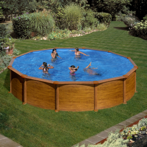 Gre Mauritius Ø550 imitación madera - Piscina redonda de acero