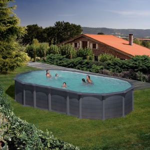 Gre Capri 730 x 375 imitación grafito - Piscina ovalada de acero