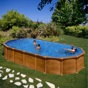 Gre Amazonia 730 x 375 imitación madera - Piscina ovalada de acero